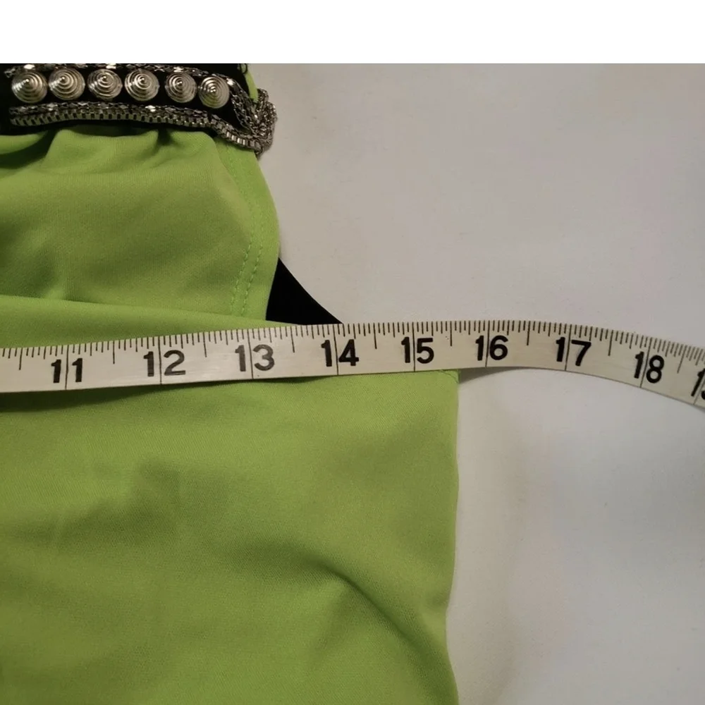 Jazz Tap Hip hop Dance Costume, Green, Black, Brown 2 piece, Large Child